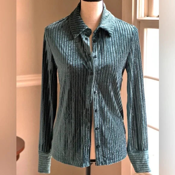 House of Harlow 1960 | Pants & Jumpsuits | House Of Harlow 96 Revolve  Ribbed Dark Green Velvet Shirt Top 70s Size Small | Poshmark